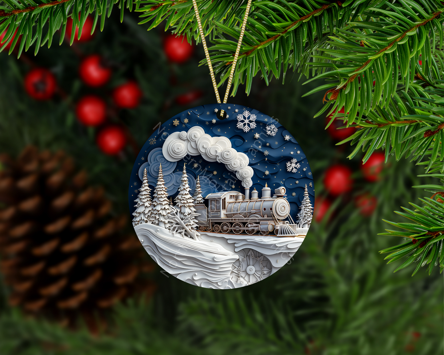 Vintage Christmas Train Christmas Ornament