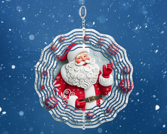 Santa Christmas Wreath Wind Spinner