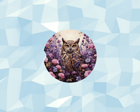 Lavender Garden Owl Car Coaster