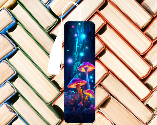 Glowing Mushrooms in Forest Bookmark