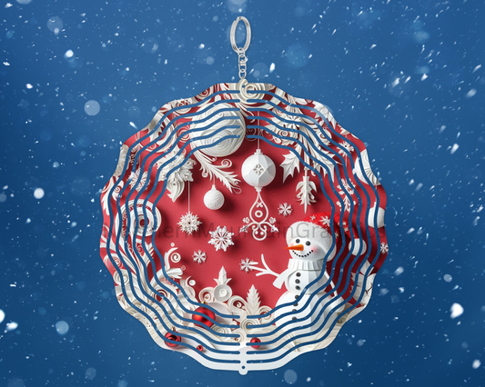 Snowman on Red Wind Spinner