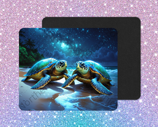 Galaxy Shore Sea Turtle Mouse Pad