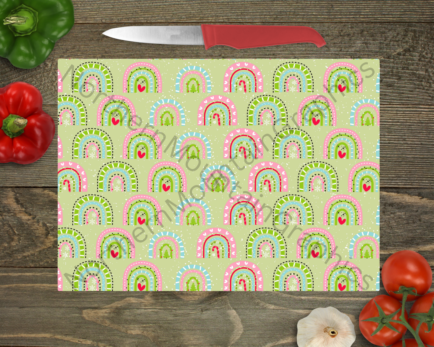 Glass Cutting Board Christmas