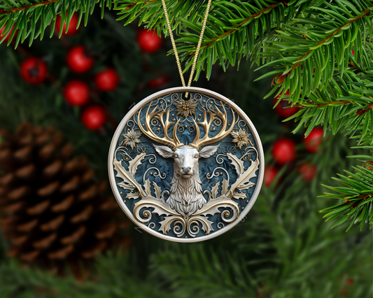 Majestic Reindeer Head Christmas Ornament