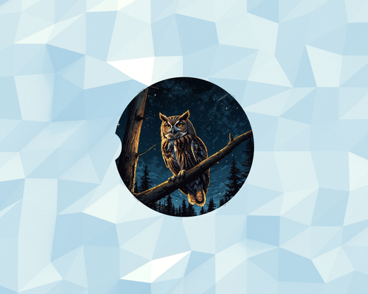 Starlit Forest Owl Car Coaster