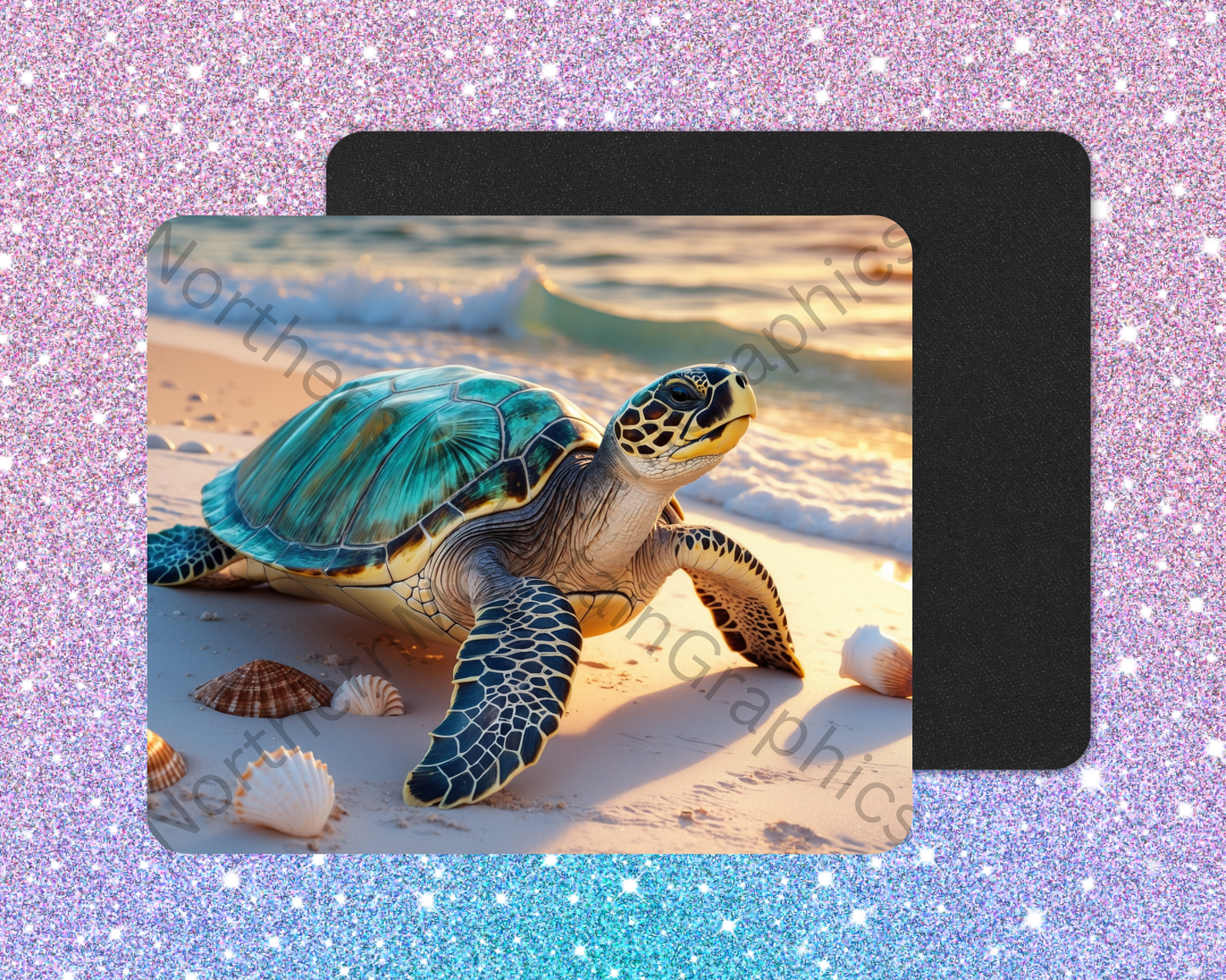 Sunset Shell Sea Turtle Explorer Mouse Pad