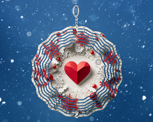 Heart Christmas Wreath Wind Spinner