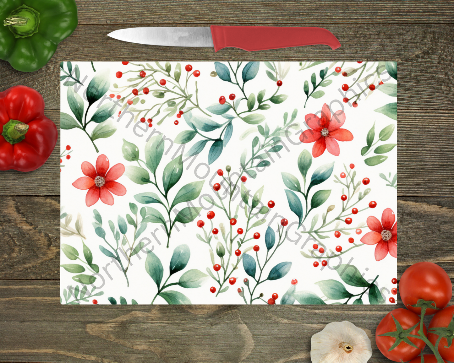 Glass Cutting Board Christmas