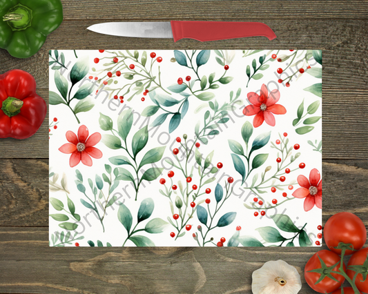 Glass Cutting Board Christmas