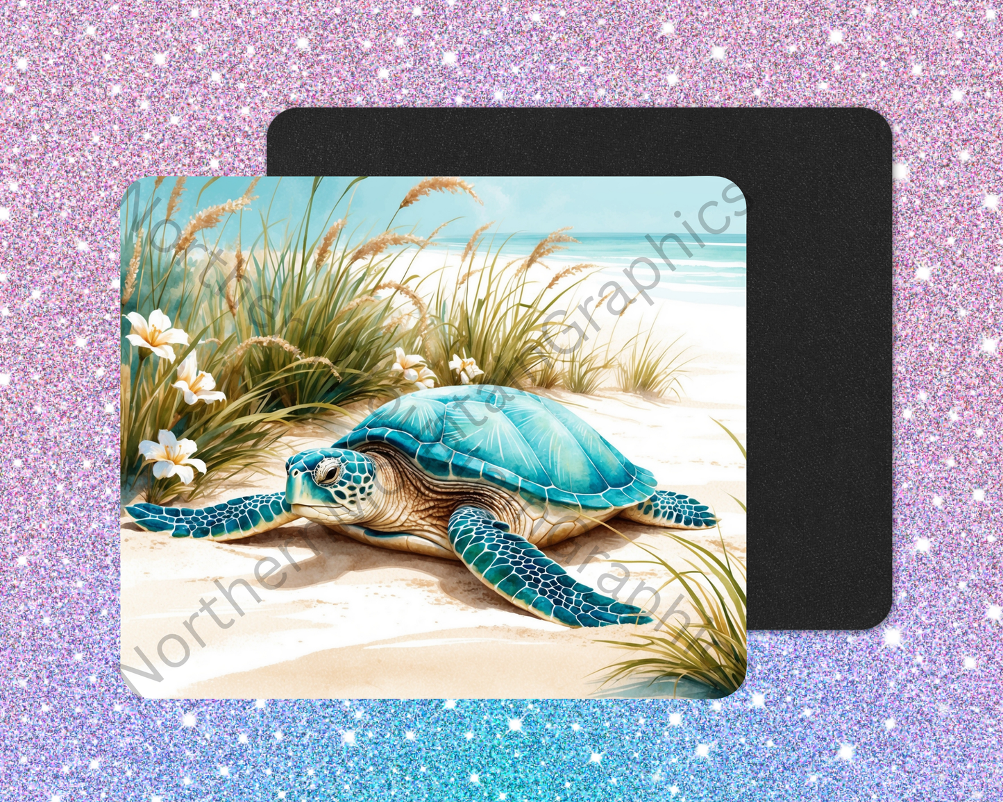 Coastal Bloom Sea Turtle Mouse Pad