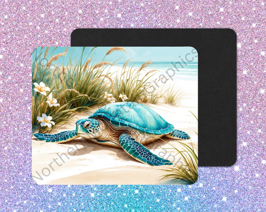 Coastal Bloom Sea Turtle Mouse Pad