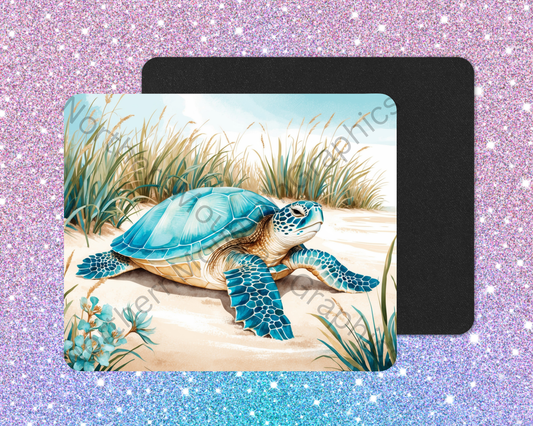Turquoise Shore Sea Turtle Wanderer Mouse Pad