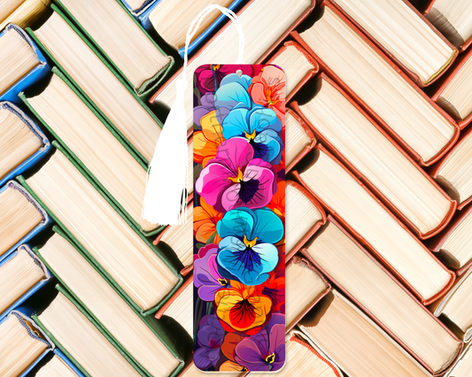 Vibrant Colorful Pansy Flowers Bookmark