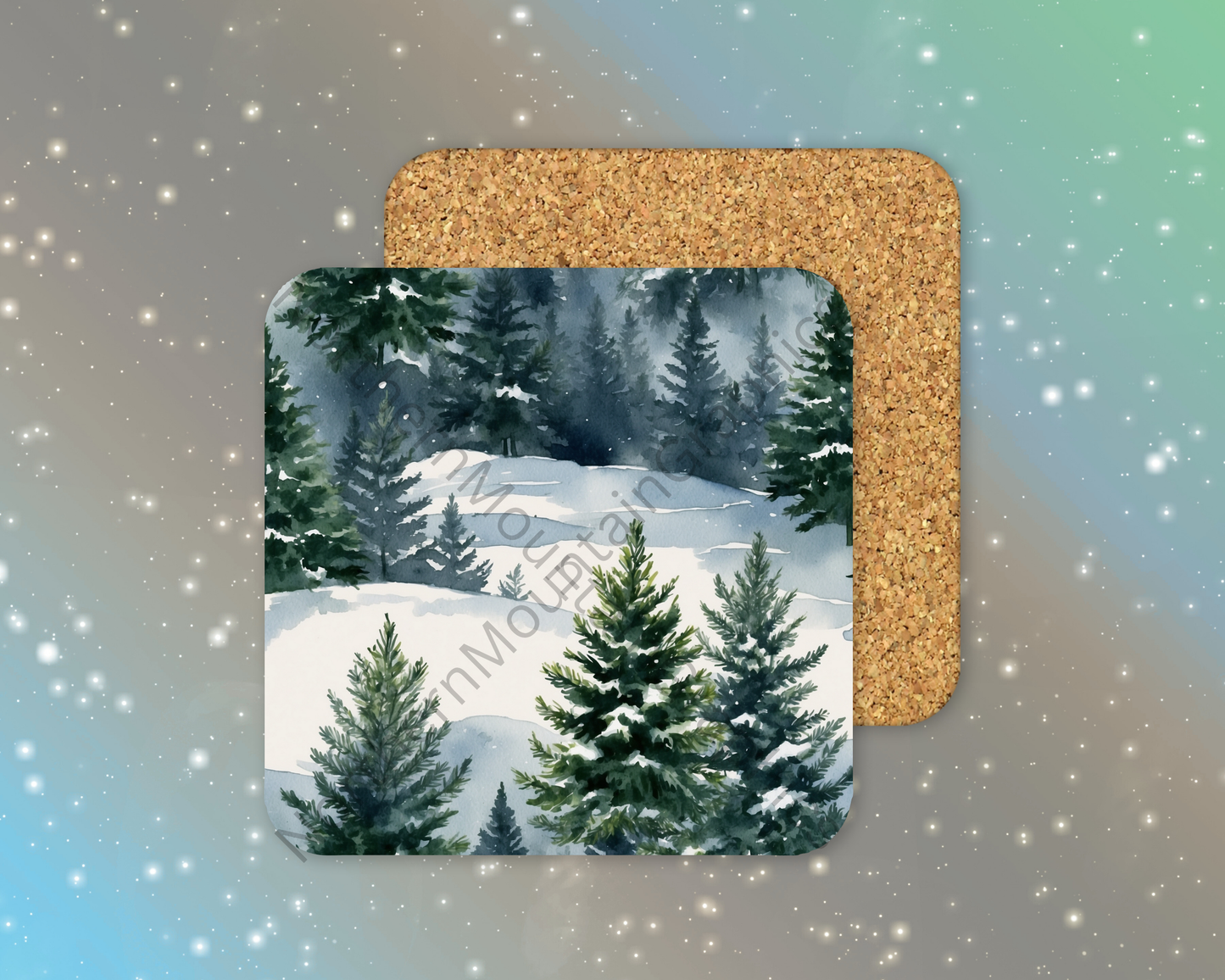 Winter Pine Trail Winter Square Coaster