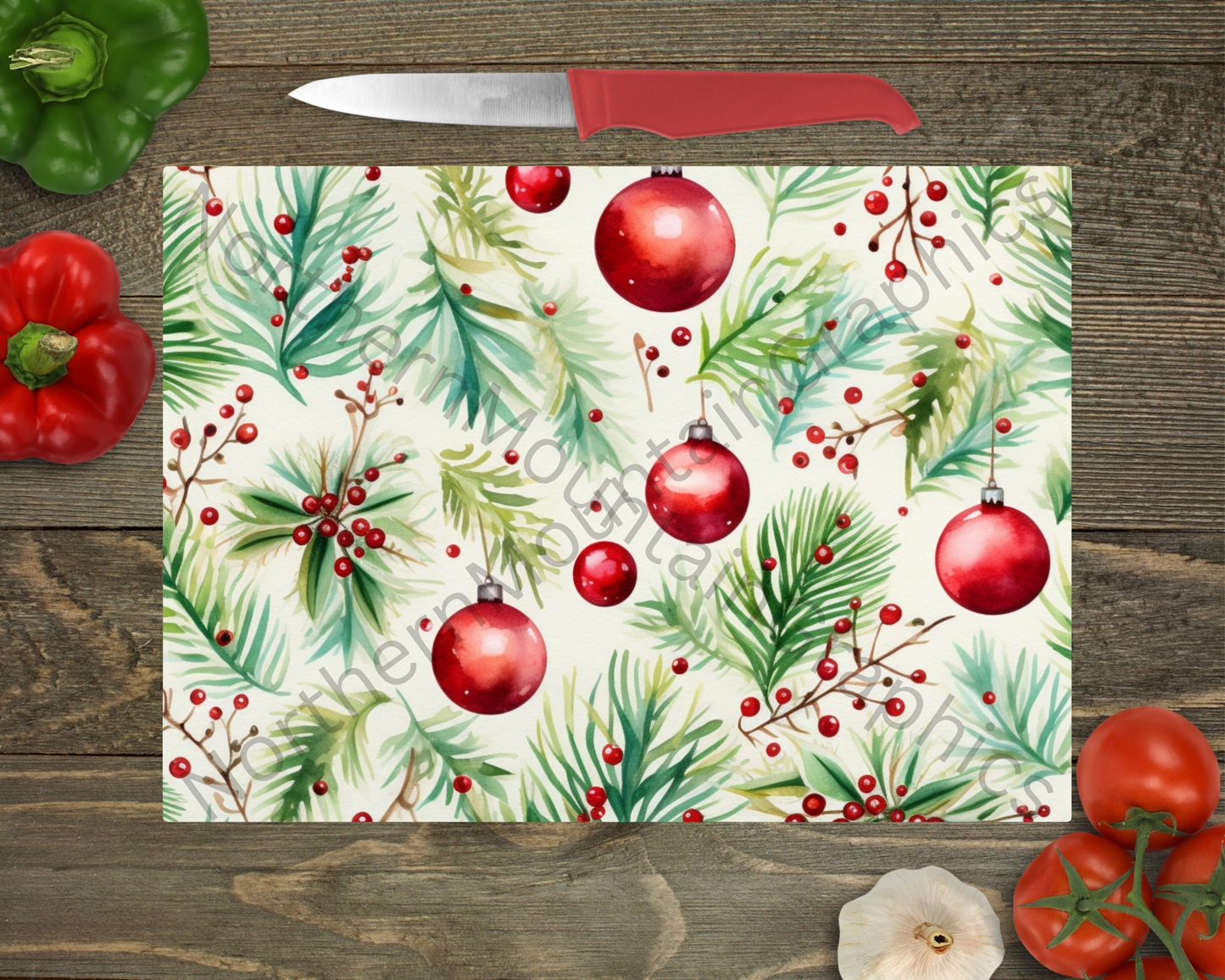 Glass Cutting Board Christmas