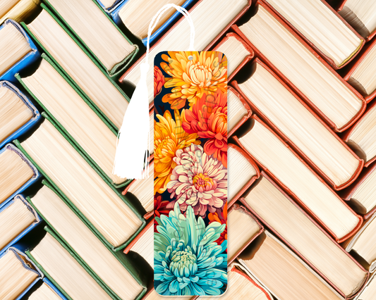 Vibrant Colorful Chrysanthemum Blooms Bookmark