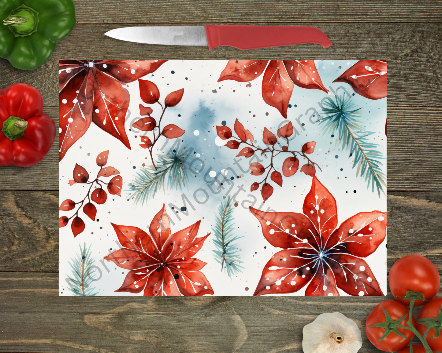 Glass Cutting Board Christmas