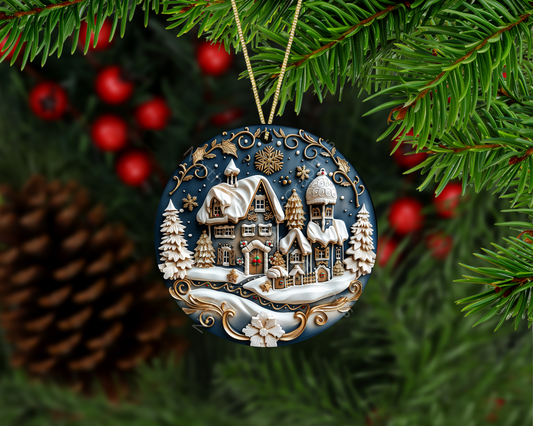 Cozy Christmas Village Christmas Ornament
