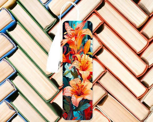 Vibrant Orange Lily Blossoms Bookmark