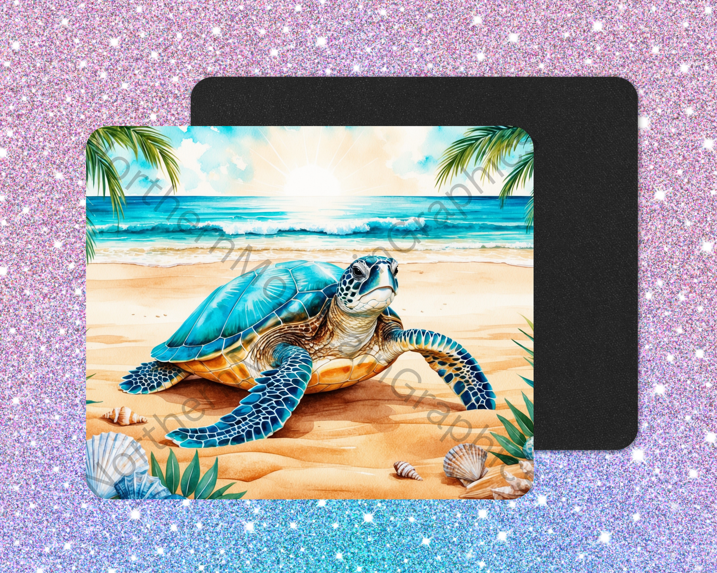Ocean Breeze Sea Turtle Bather Mouse Pad