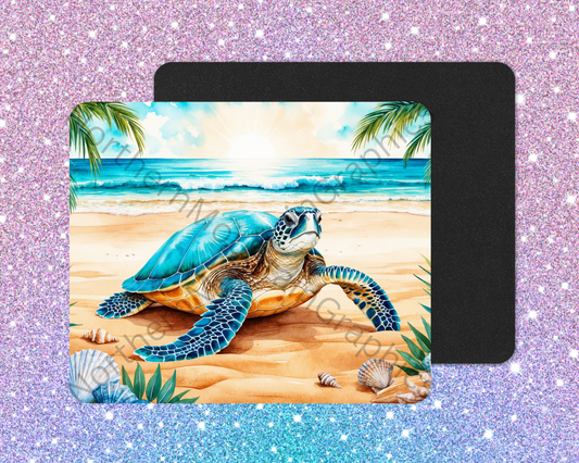 Ocean Breeze Sea Turtle Bather Mouse Pad