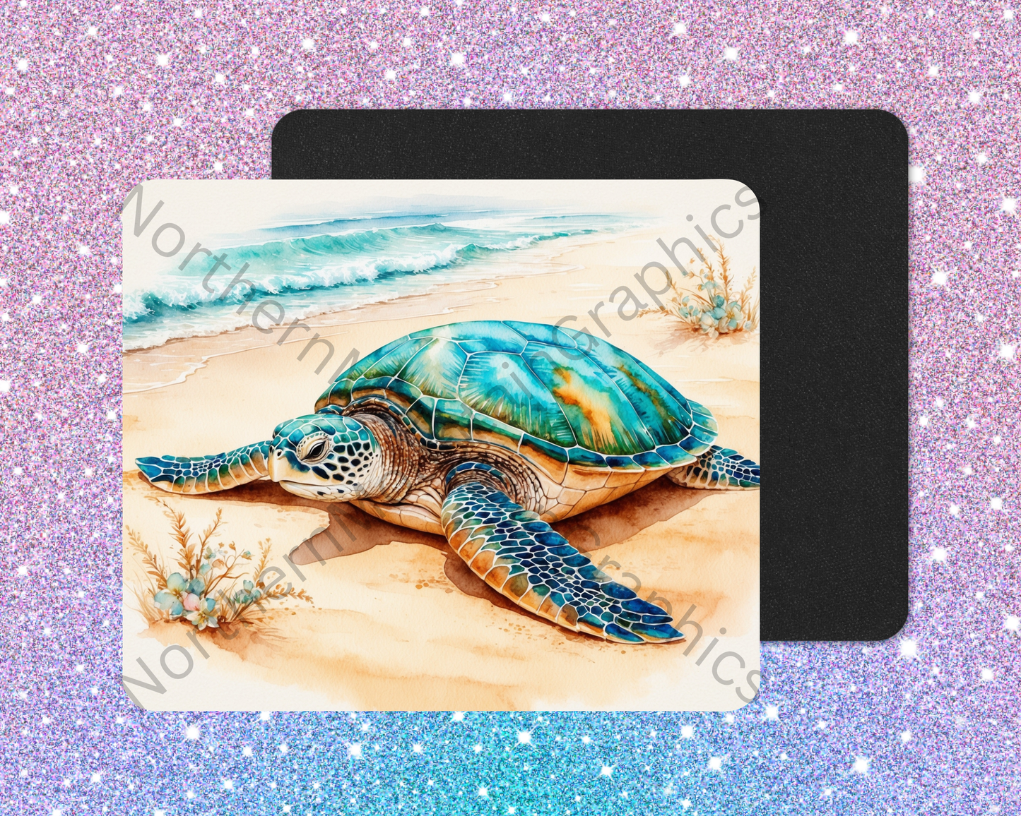 Aqua Shell Sea Turtle Drifter Mouse Pad