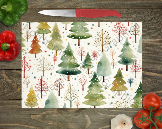 Glass Cutting Board Christmas