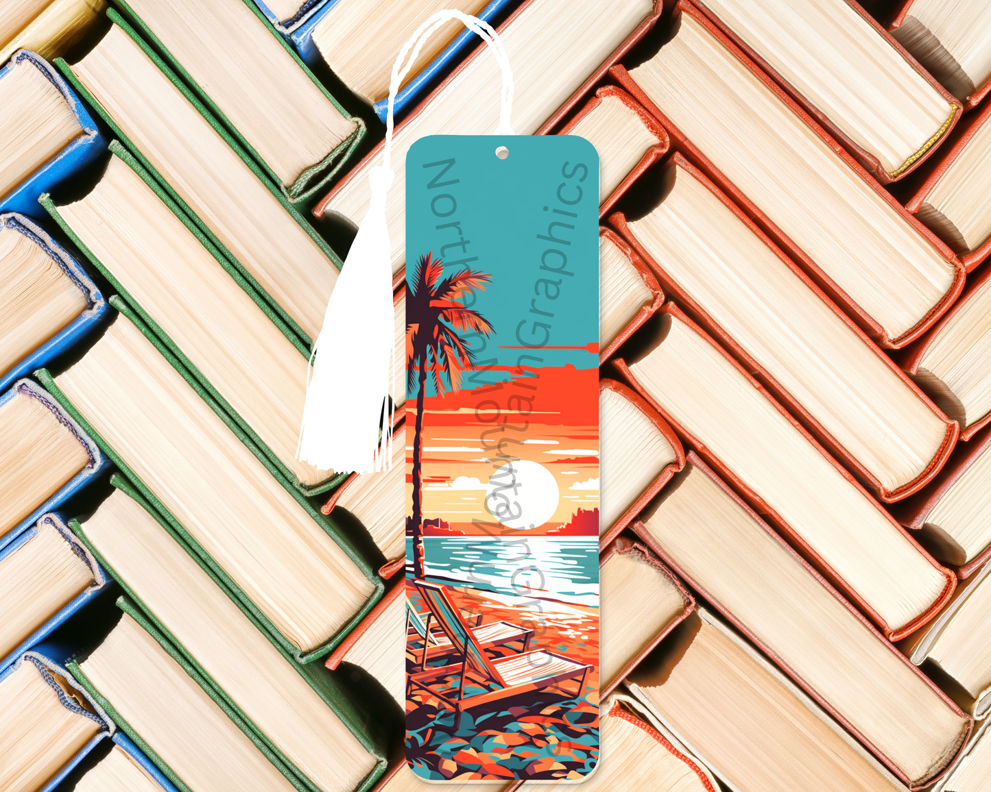 Tropical Sunset Beach Scene Bookmark