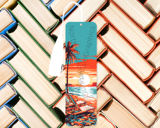 Tropical Sunset Beach Scene Bookmark