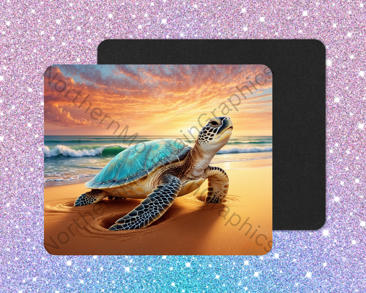 Sunset Sand Nesting Sea Turtle Mouse Pad