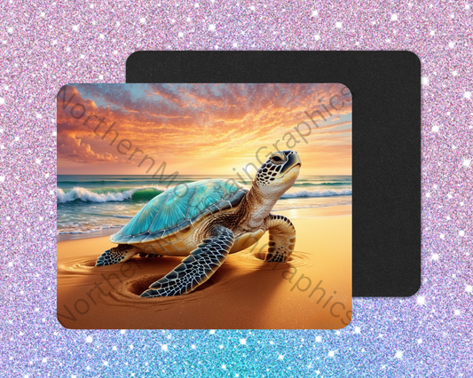 Sunset Sand Nesting Sea Turtle Mouse Pad