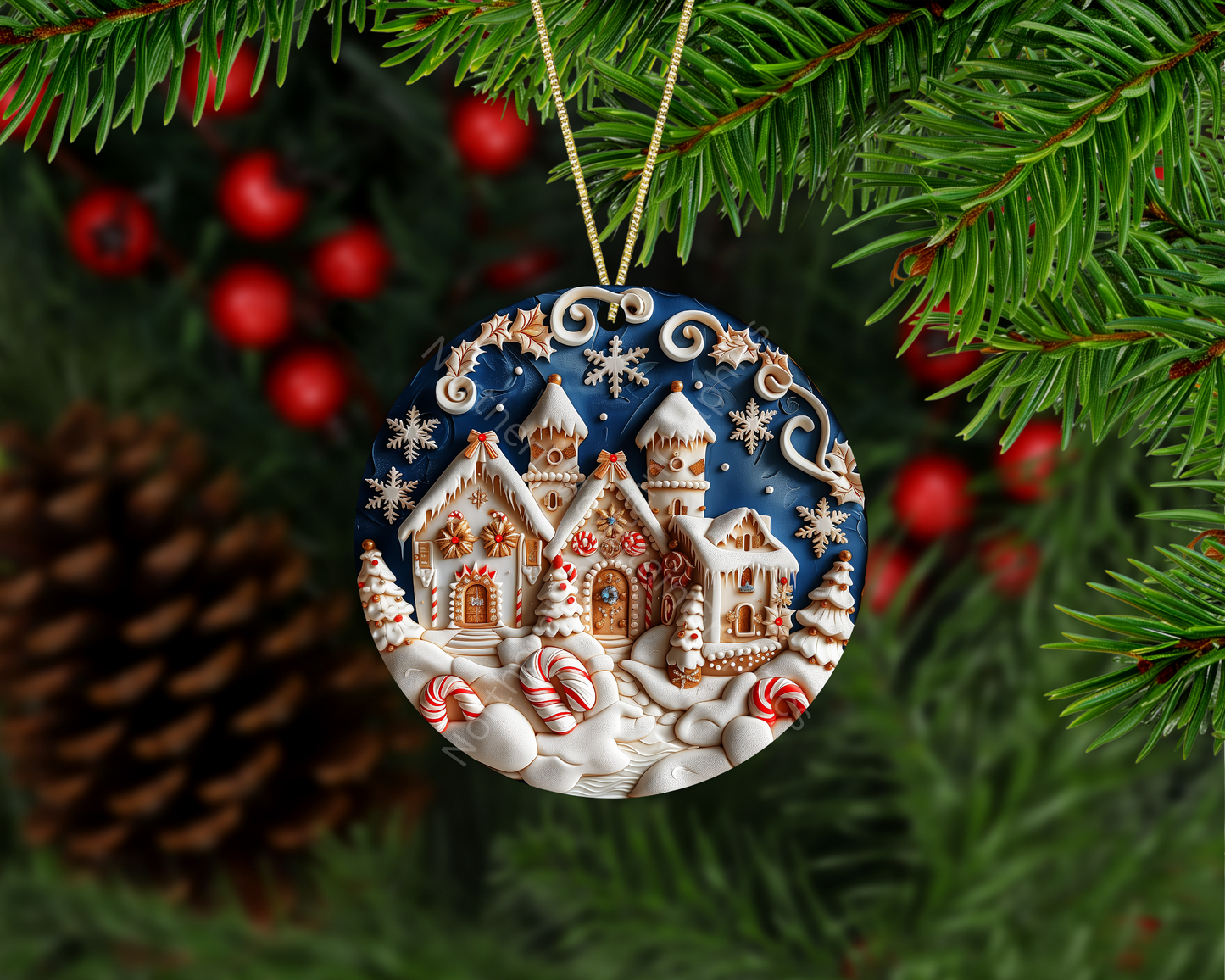 Winter Bow Wreath Christmas Ornament