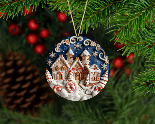 Winter Bow Wreath Christmas Ornament