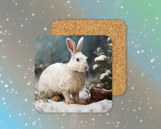 Winter Rabbit Winter Square Coaster