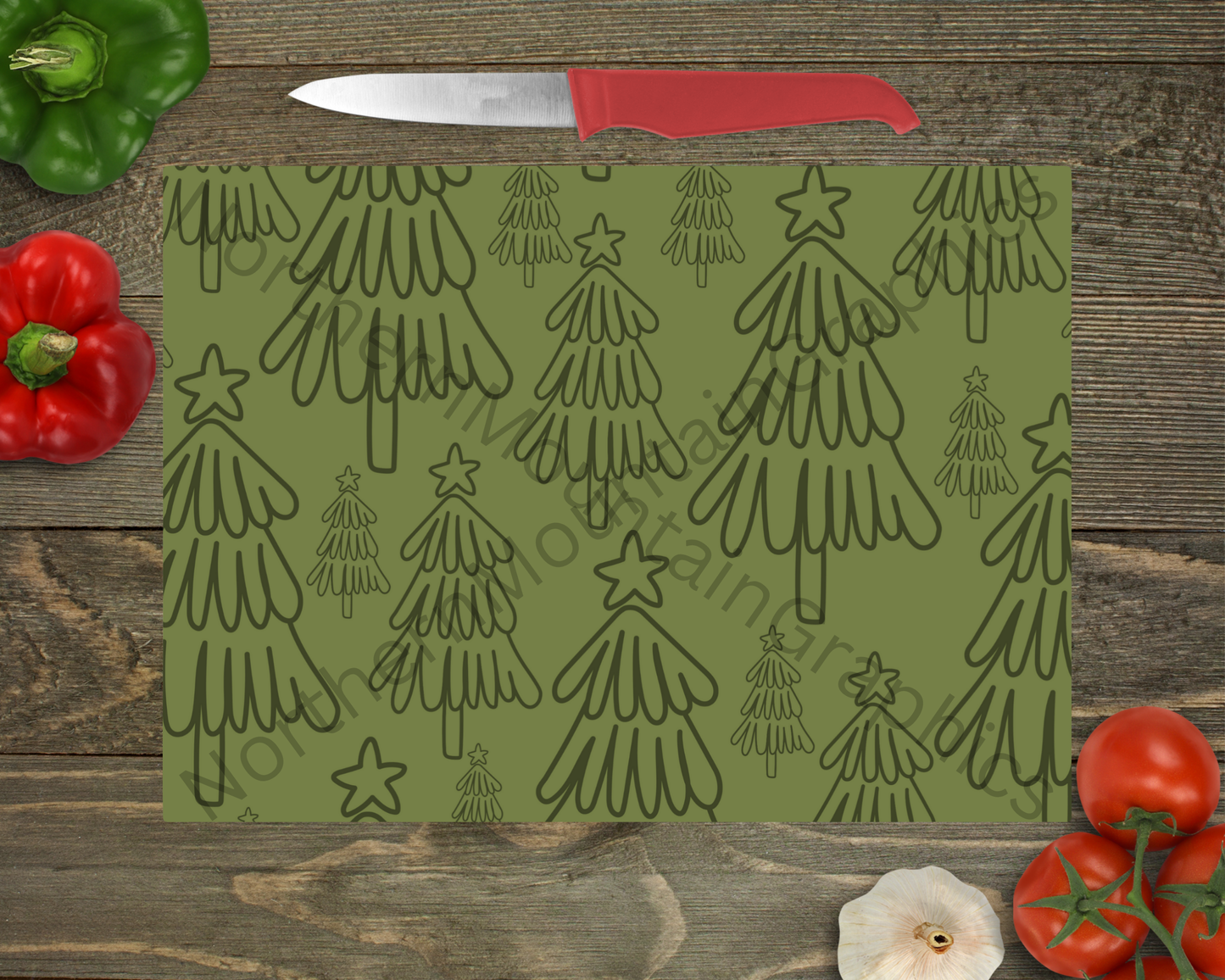 Glass Cutting Board Christmas