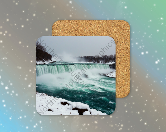 Frozen Horseshoe Falls Winter Square Coaster