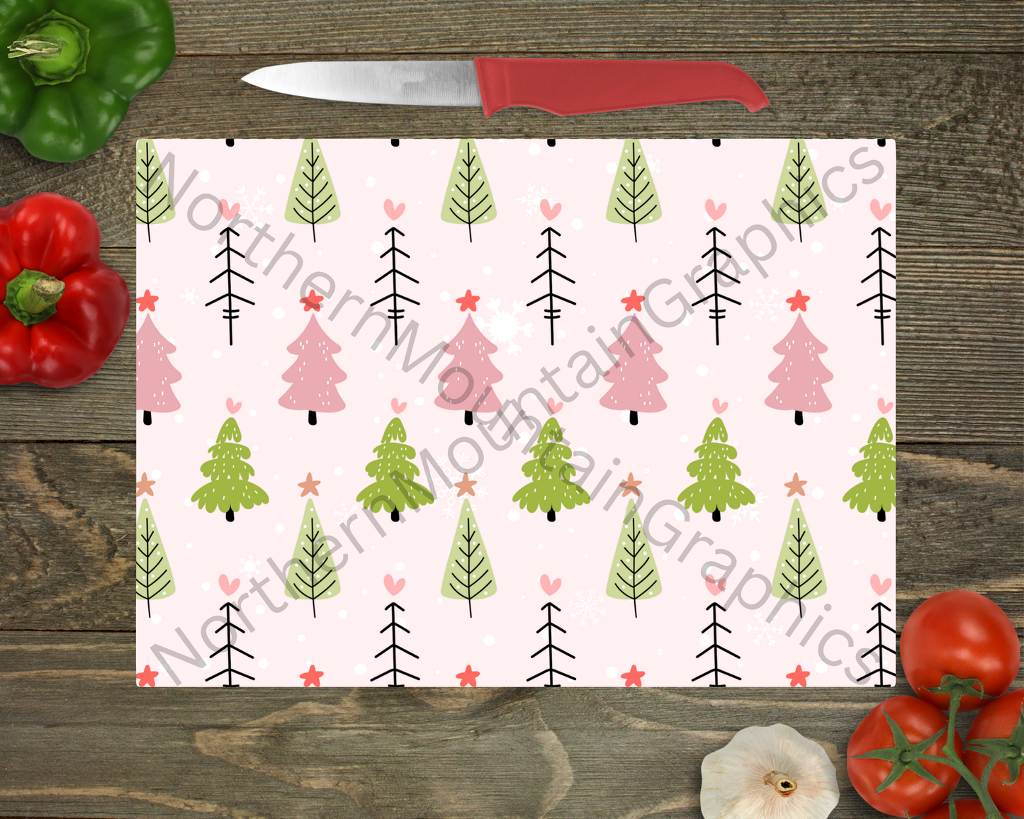 Glass Cutting Board Christmas
