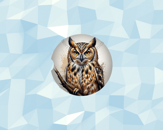 Bold Brushstroke Owl Car Coaster