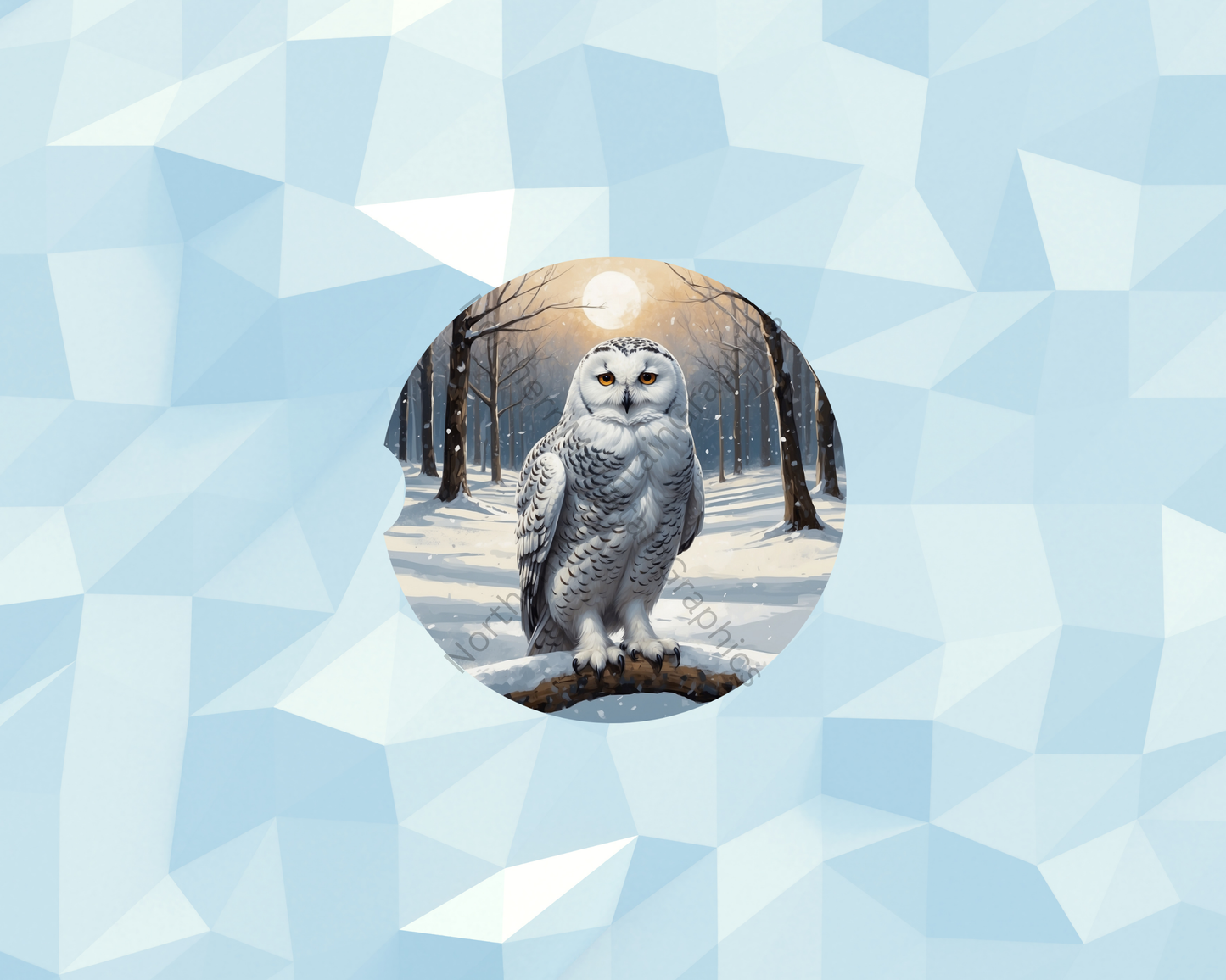 Snowy Moonlight Owl Car Coaster