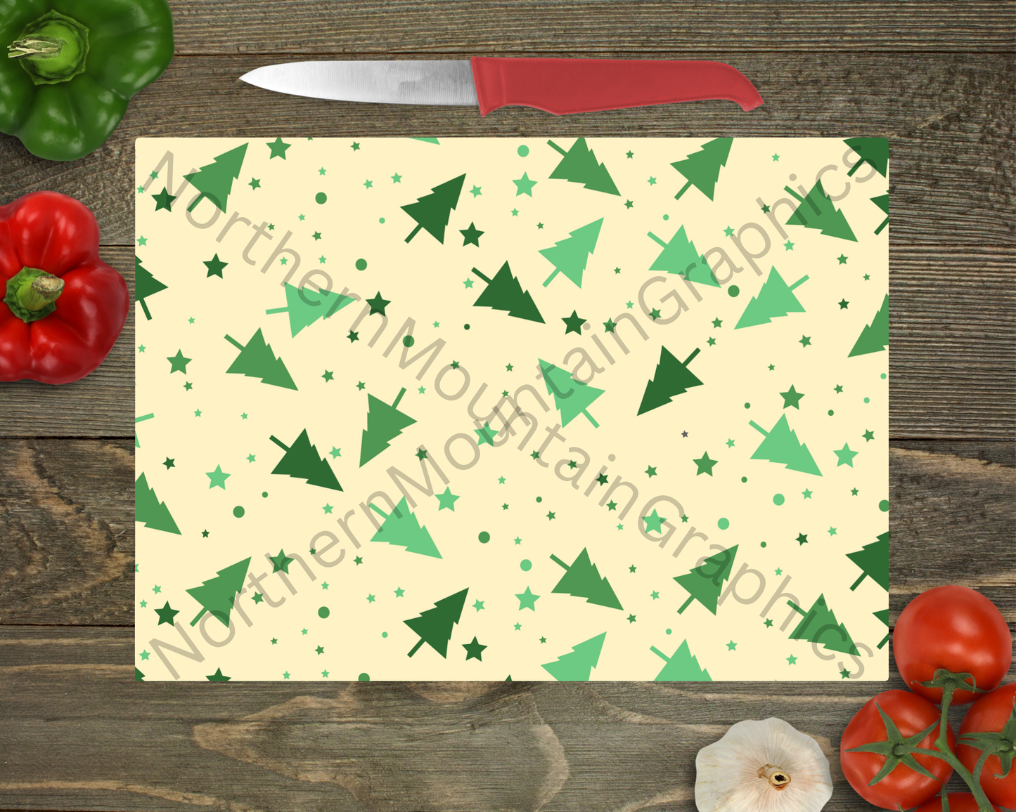 Glass Cutting Board Christmas