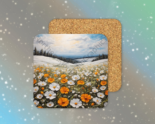 Winter Wildflower Meadow Winter Square Coaster