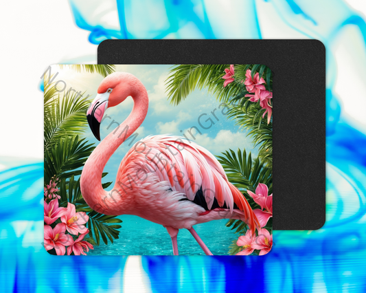Aqua Splash Flamingos Mouse Pad