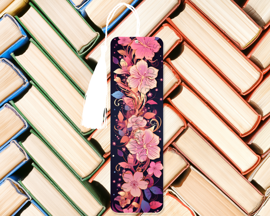 Neon Floral Elegance Bookmark