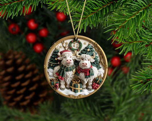 Christmas Highland Cows Christmas Ornament