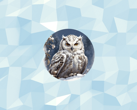 Winter Blossom Owl Car Coaster