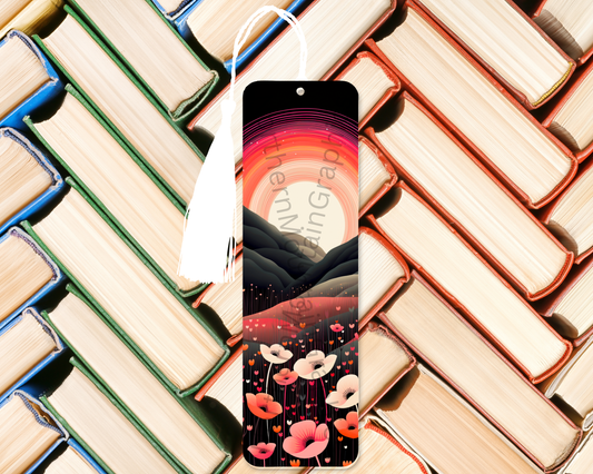 Sunset Over Flower Field Bookmark