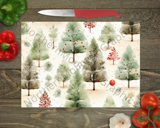 Glass Cutting Board Christmas