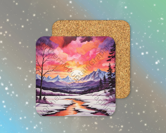 Aurora Ember Peaks Winter Square Coaster