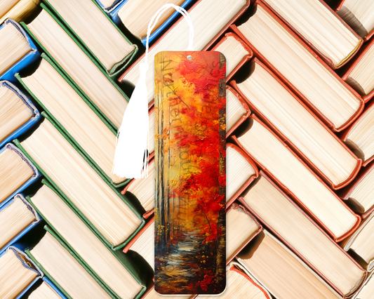 Autumn Forest Pathway Painting Bookmark