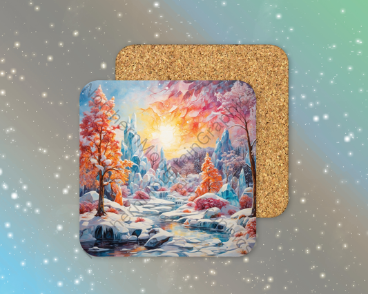Radiant Winter Serenity Winter Square Coaster